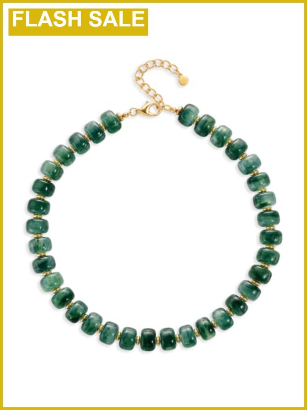 Chunky Beaded Pendant Necklace Resin Beads Gold Tone Spacer 17in